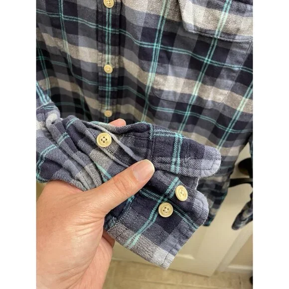 Normal Brand Shirt Mens Large Blue Gray Plaid Button Down Long Sleeve - Picture 9 of 12